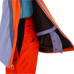 Airblaster Women's Trenchover Insulated Jacket - A black insulated jacket with a hood and zippered pockets, featuring a sleek design with a subtle sheen to the fabric.