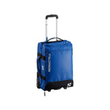Salomon Cabin Container 70L Bag 2025 - A blue bag with a black handle and white lettering, featuring a zippered pocket on its side.