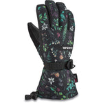 Dakine Women's Camino Leather Gloves 2024 - A pair of black leather gloves with a floral pattern and white stitching.