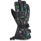 Dakine Women's Camino Leather Gloves 2024 - A pair of black leather gloves with a floral pattern and white stitching.