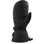 Dakine Leather Scout Mitt 2025 - A black leather mitt with a strap and buckle closure on the wrist, featuring a textured palm and thumb.