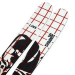 LINE Chronic 101 skis, angled view with red plaid grid and black graphic