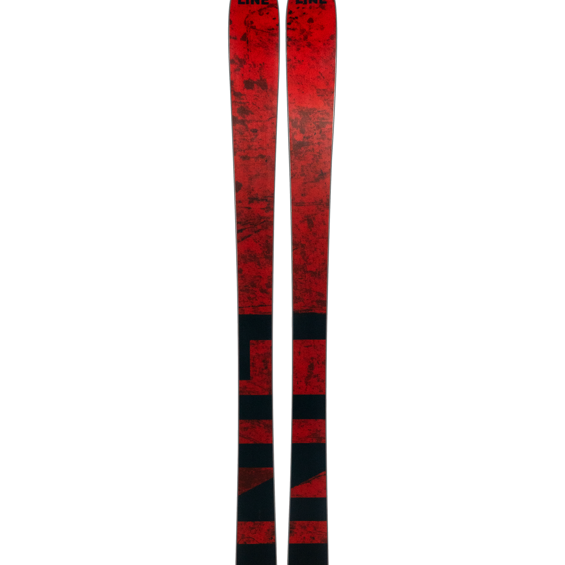 Red LINE Optic 88 skis, camo-style top graphics with logo badges