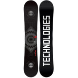 Lib Tech TRS Snowboard 2024 - A black snowboard with a circular logo featuring a white circle and lines radiating from it, positioned at the top of the board.