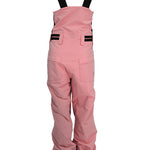 Turbine Women's Longtrail Bib - A pair of pink snow pants with black straps and a black stripe on the back pocket.