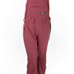 Maroon technical bib overalls with front pockets and adjustable shoulder straps