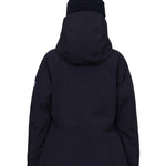 The 686 Woman's Hydra Insulated Jacket 2025 is dark navy blue with a high collar and a large hood.