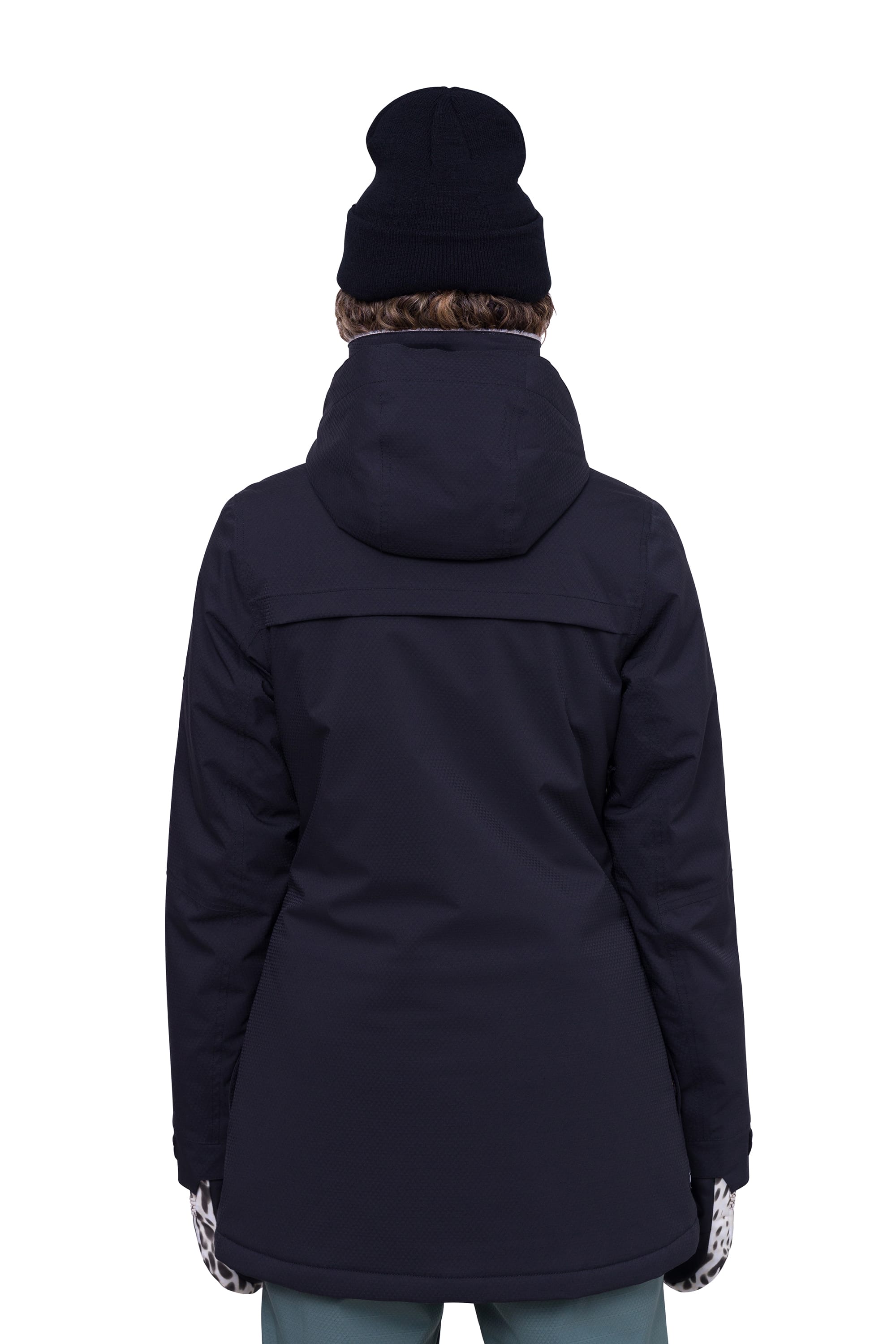 The 686 Women's Spirit Insulated Jacket 2025 is primarily black with white accents and a removable hood.