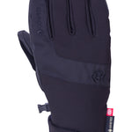 The 686 Men's GORE-TEX Linear Under Cuff Glove 2025 is black with a thick insulated cuff and a Velcro strap.