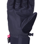 The 686 brand Linear Under Cuff Glove features black Gore-Tex material with a distinctive red tag on its cuff.
