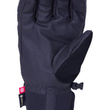 The 686 brand Linear Under Cuff Glove features black Gore-Tex material with a distinctive red tag on its cuff.