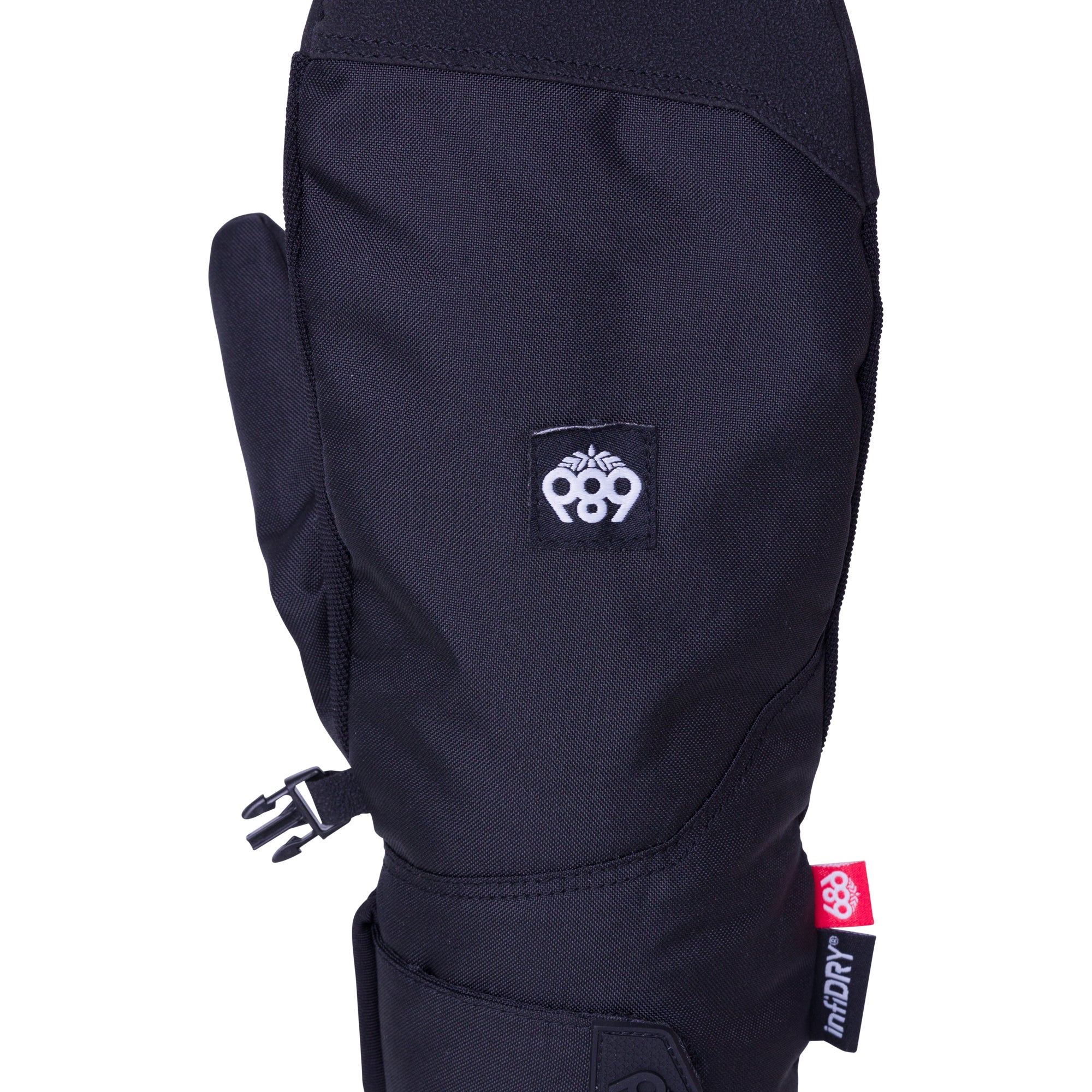 The 686 Primer Mitt has a black palm with a white logo and accents on the cuff.