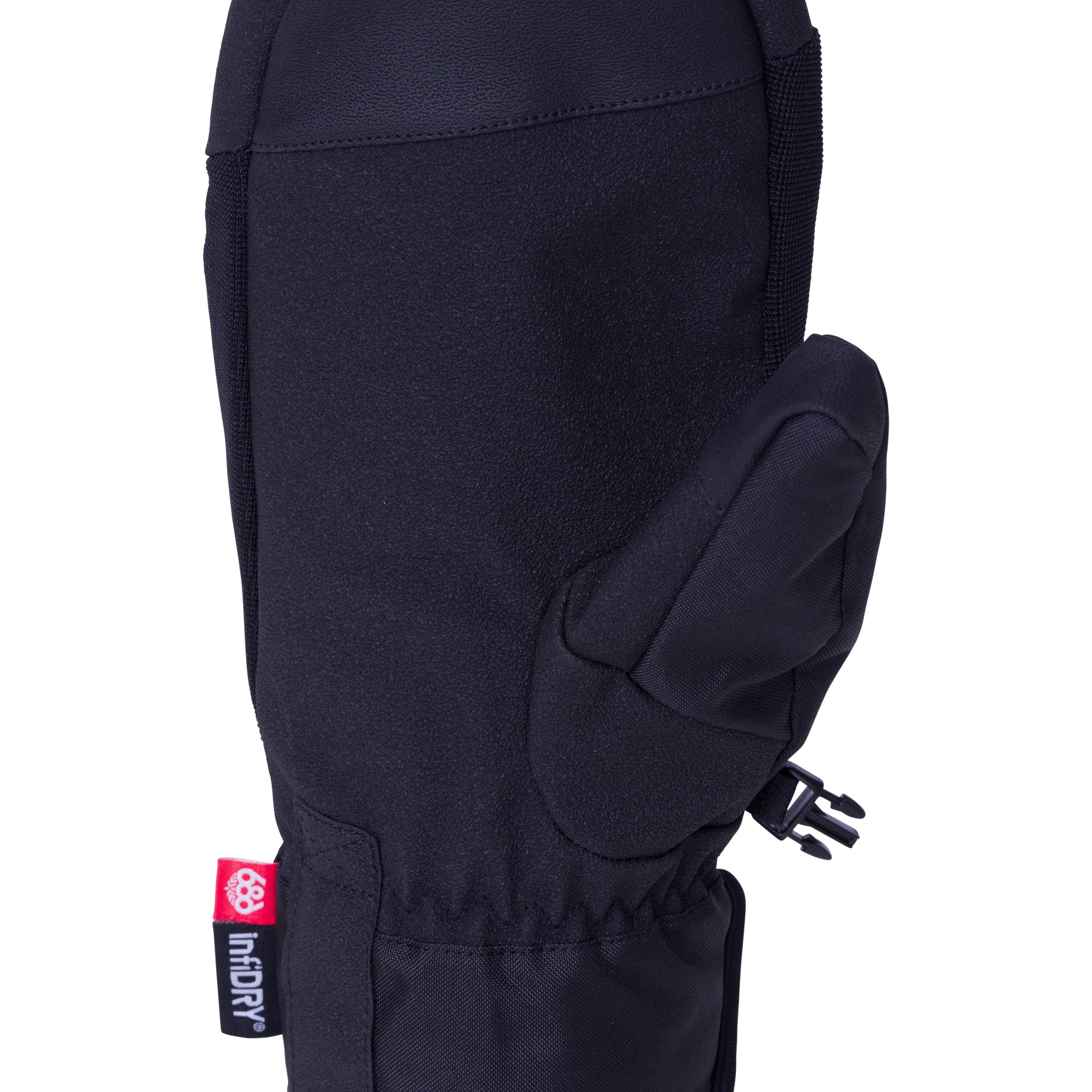 The 686 Men's Primer Mitt 2025 is black with an insulated hood and a fleece-lined interior.