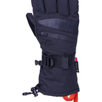 The 686 Women's GORE-TEX SMARTY 3-in-1 Gauntlet Glove has a dark blue color with an insulated hood and a red drawstring.