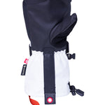 The 686 Women's GORE-TEX SMARTY 3-in-1 Gauntlet Mitt is black and white with a red strap.