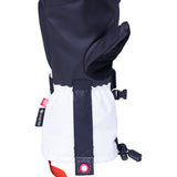 The 686 Women's GORE-TEX SMARTY 3-in-1 Gauntlet Mitt is black and white with a red strap.
