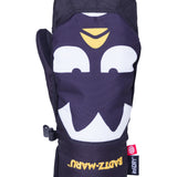 The 686 Revel Mitt for women has a navy blue outer shell with white accents and a yellow logo on the cuff.