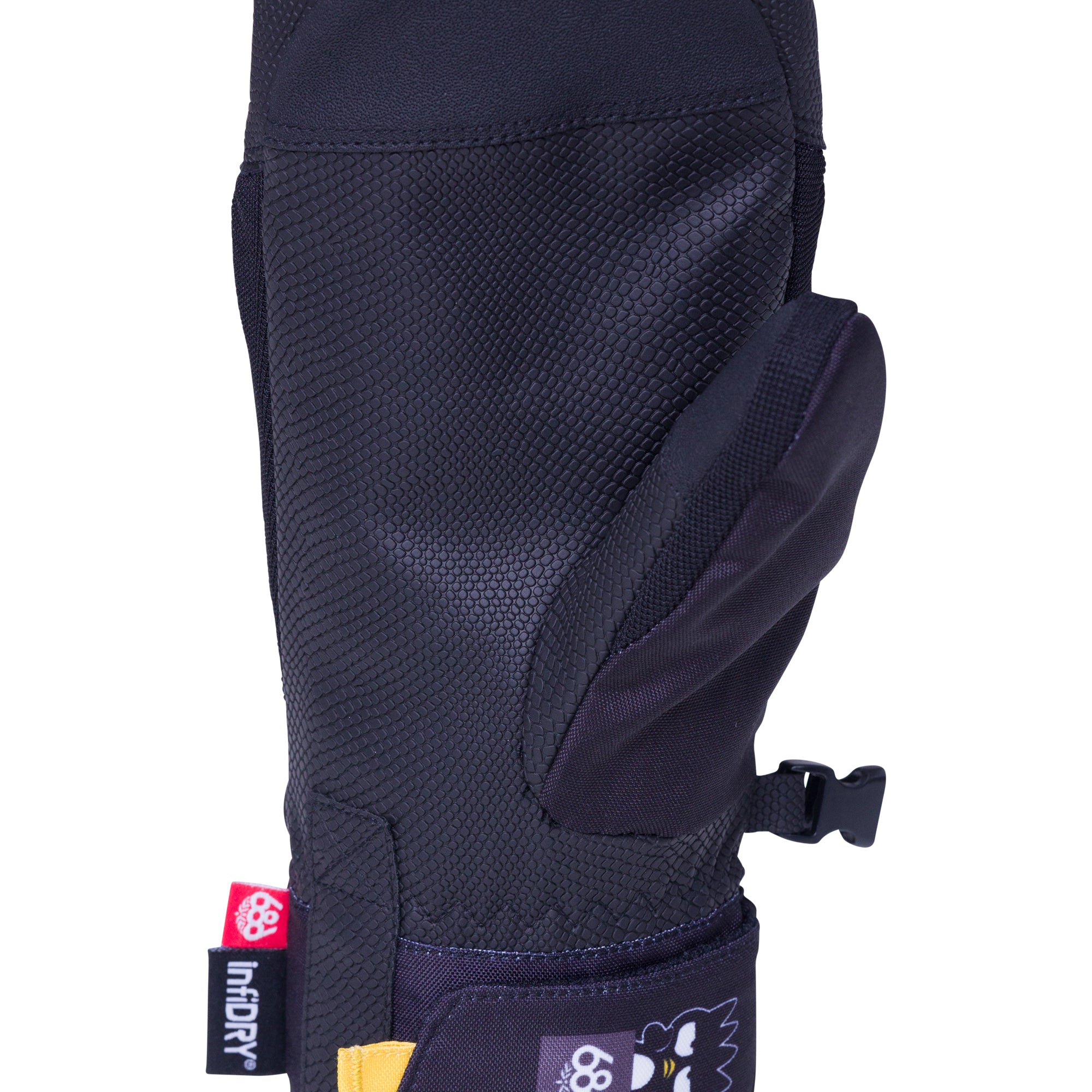 The 686 Women's Revel Mitt 2025 is black with an insulated hood.