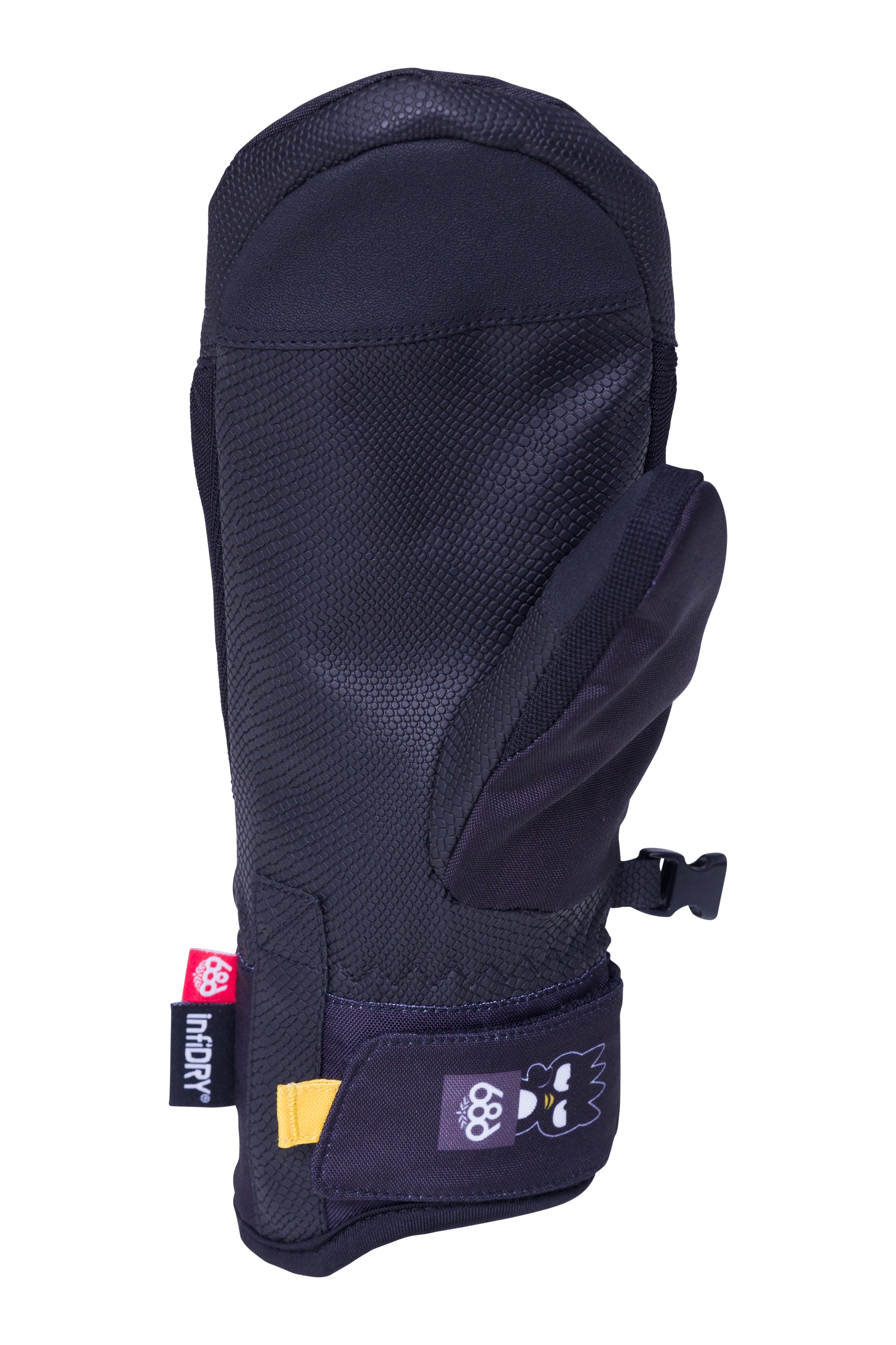 The 686 Women's Revel Mitt 2025 is black with an insulated hood.
