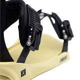 Fix Women's January Snowboard Binding 2024 - A black snowboard binding with a textured strap and silver screws on a white background.