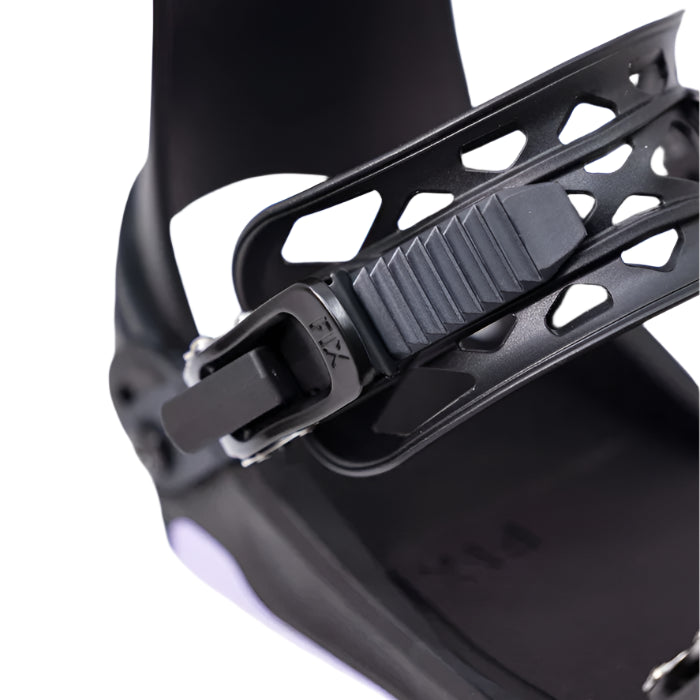 Fix Women's Opus Snowboard Binding 2024 - Black snowboard binding with a sleek, modern design and silver buckles.