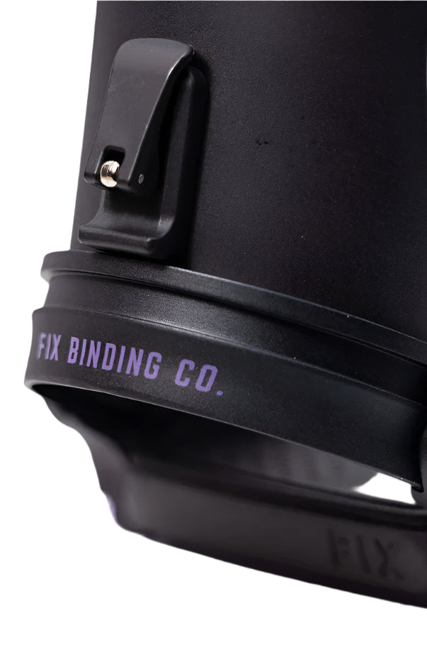 Fix Women's Opus Snowboard Binding 2024 - Black binding with silver screws and a black strap.