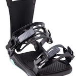 Fix Women's Opus Snowboard Binding 2024 - Black snowboard binding with a sleek, modern design and silver buckles.