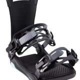 Fix Women's Opus Snowboard Binding 2024 - Black snowboard binding with a sleek, modern design and silver buckles.
