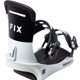 Fix Women's Seneca Snowboard Binding 2024 - Black snowboard binding with white lettering and logo on top strap.