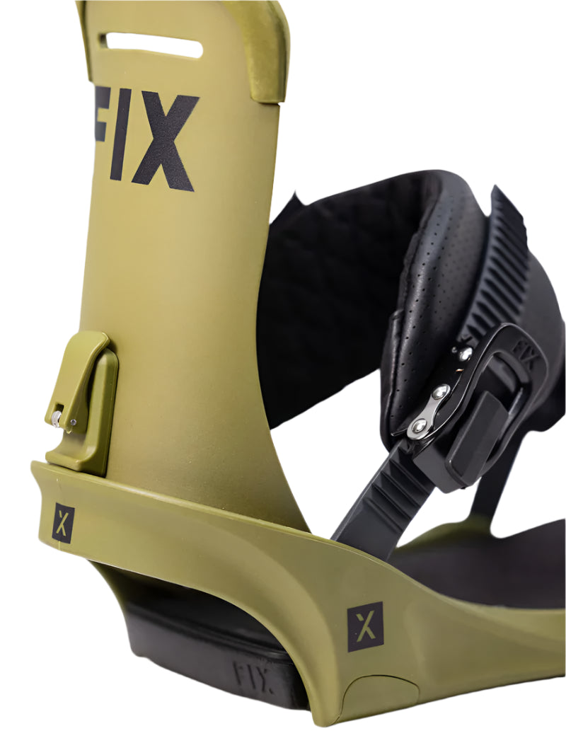 Fix Truce Snowboard Binding 2024 - A black snowboard binding with a sleek, modern design and silver hardware.