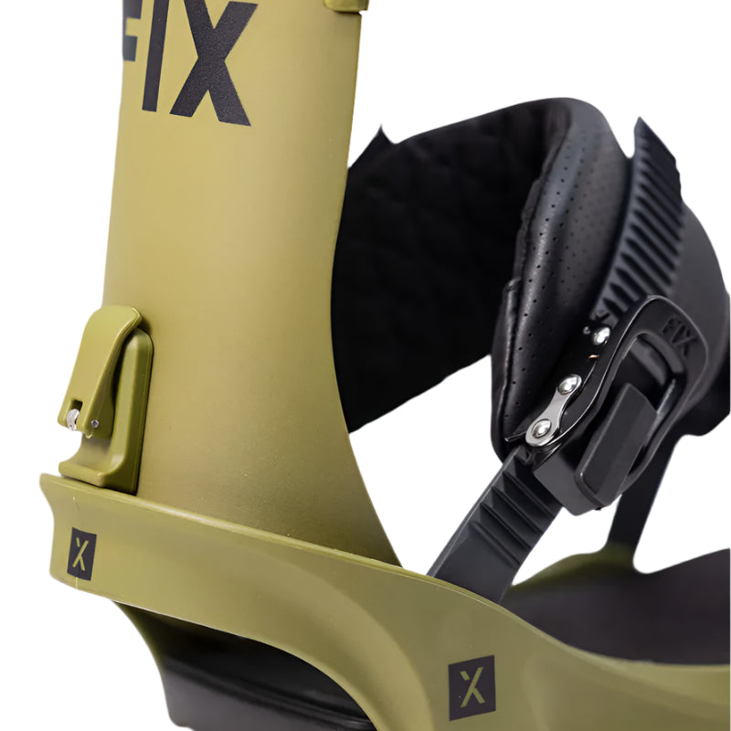 Fix Truce Snowboard Binding 2024 - A black snowboard binding with a sleek, modern design and silver hardware.