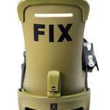 Fix Truce Snowboard Binding 2024 - A green snowboard binding with a black strap and silver screws.