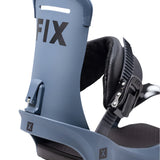 Fix Truce Snowboard Binding 2024 - A gray snowboard binding with a black strap and buckle.