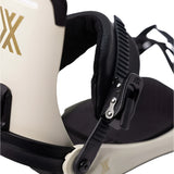 Fix Yale Snowboard Binding 2024 - Black snowboard bindings with silver screws and bolts.