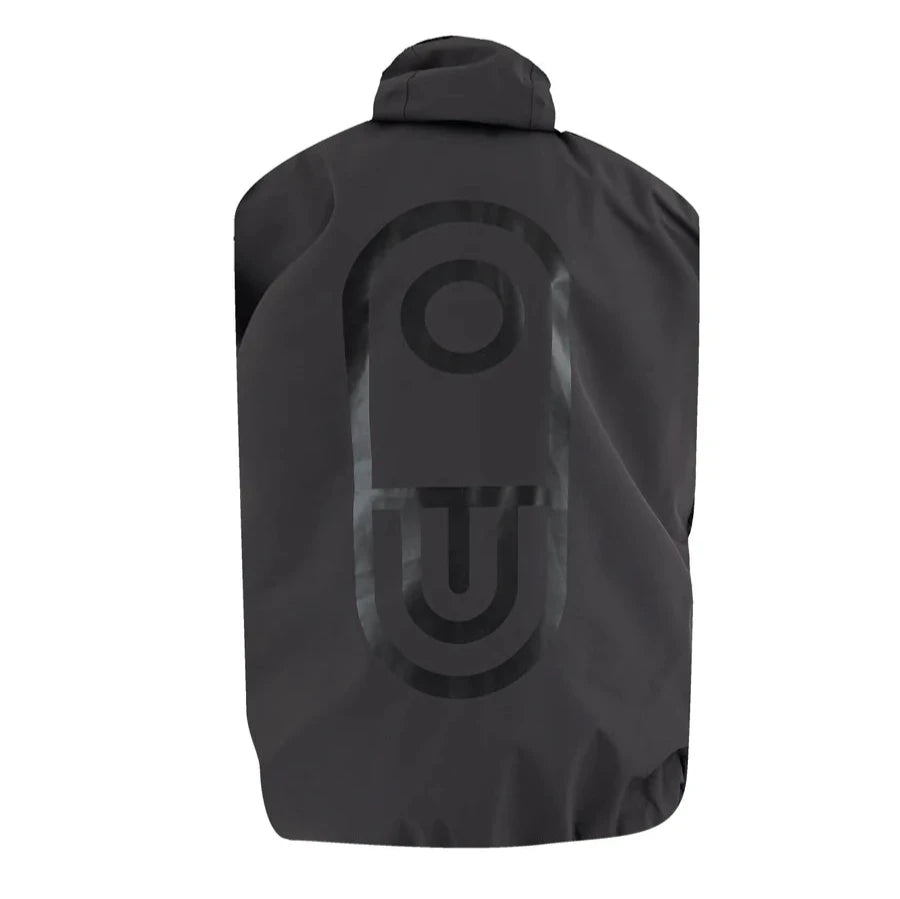 Airblaster Max Shell Jacket 2025 - Black jacket with a hood, featuring a large black logo on the back.