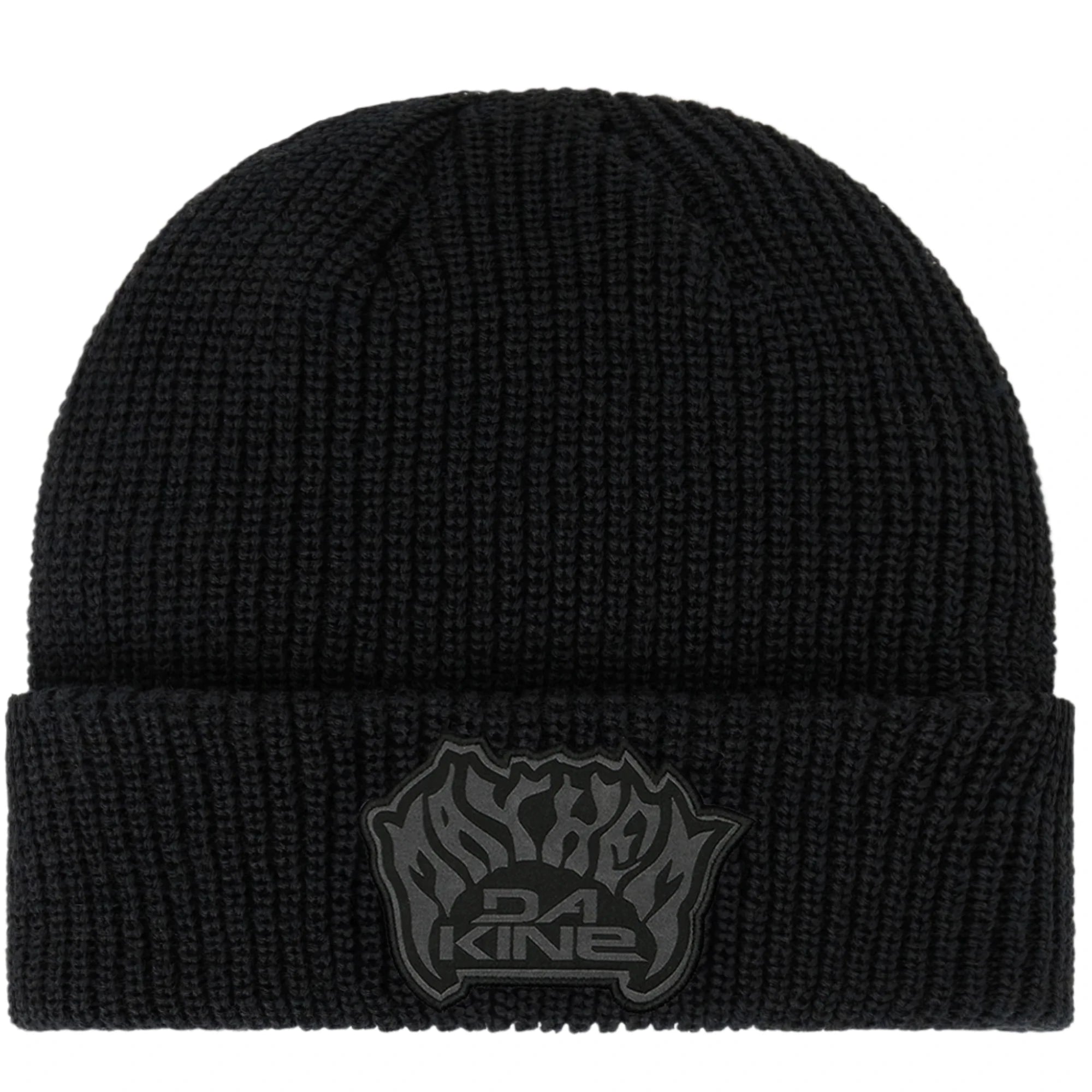 Dakine Mayhem Cory Beanie 2025 - A black beanie with a logo on the front that says "Mayhem" in stylized letters, featuring a flame design and the word "DAKINE" underneath.