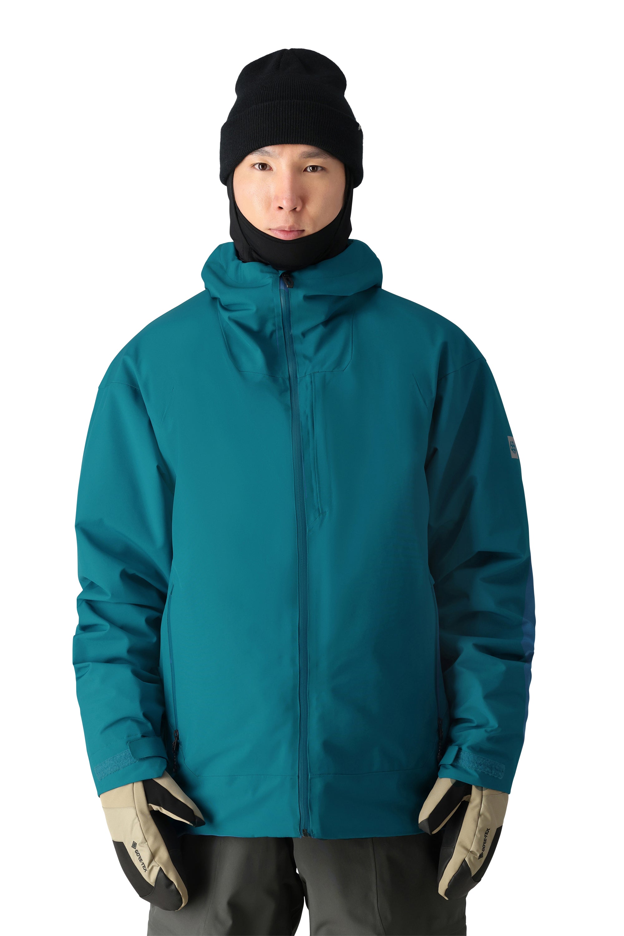 The 686 Gateway Shell Jacket 2025 is shown in teal with an insulated hood and zippered pockets.