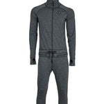 Airblaster Merino Ninja Suit 2025 - A heathered grey merino wool suit with a zippered front and hood.