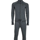 Airblaster Merino Ninja Suit 2025 - A heathered grey merino wool suit with a zippered front and hood.