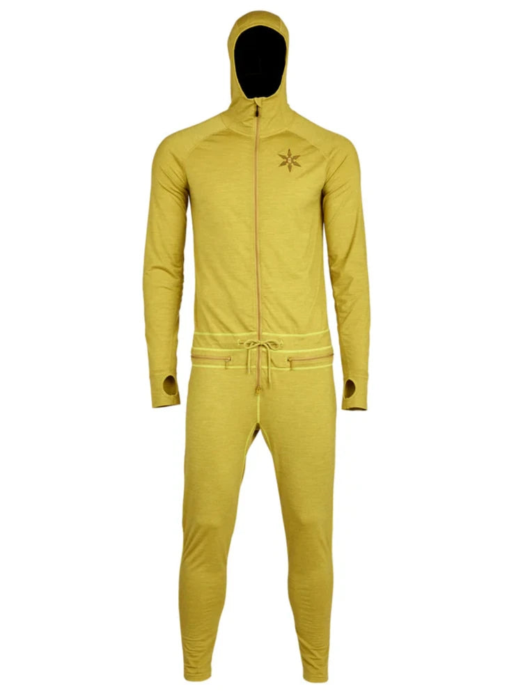 Airblaster Merino Ninja Suit 2025 - A yellow merino wool ninja suit with a star logo on the chest.