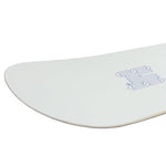 Sims Macrodose Snowboard 2025 - A white snowboard with a blue outline of a mountain range on top.