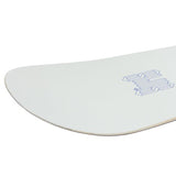 Sims Macrodose Snowboard 2025 - A white snowboard with a blue outline of a mountain range on top.