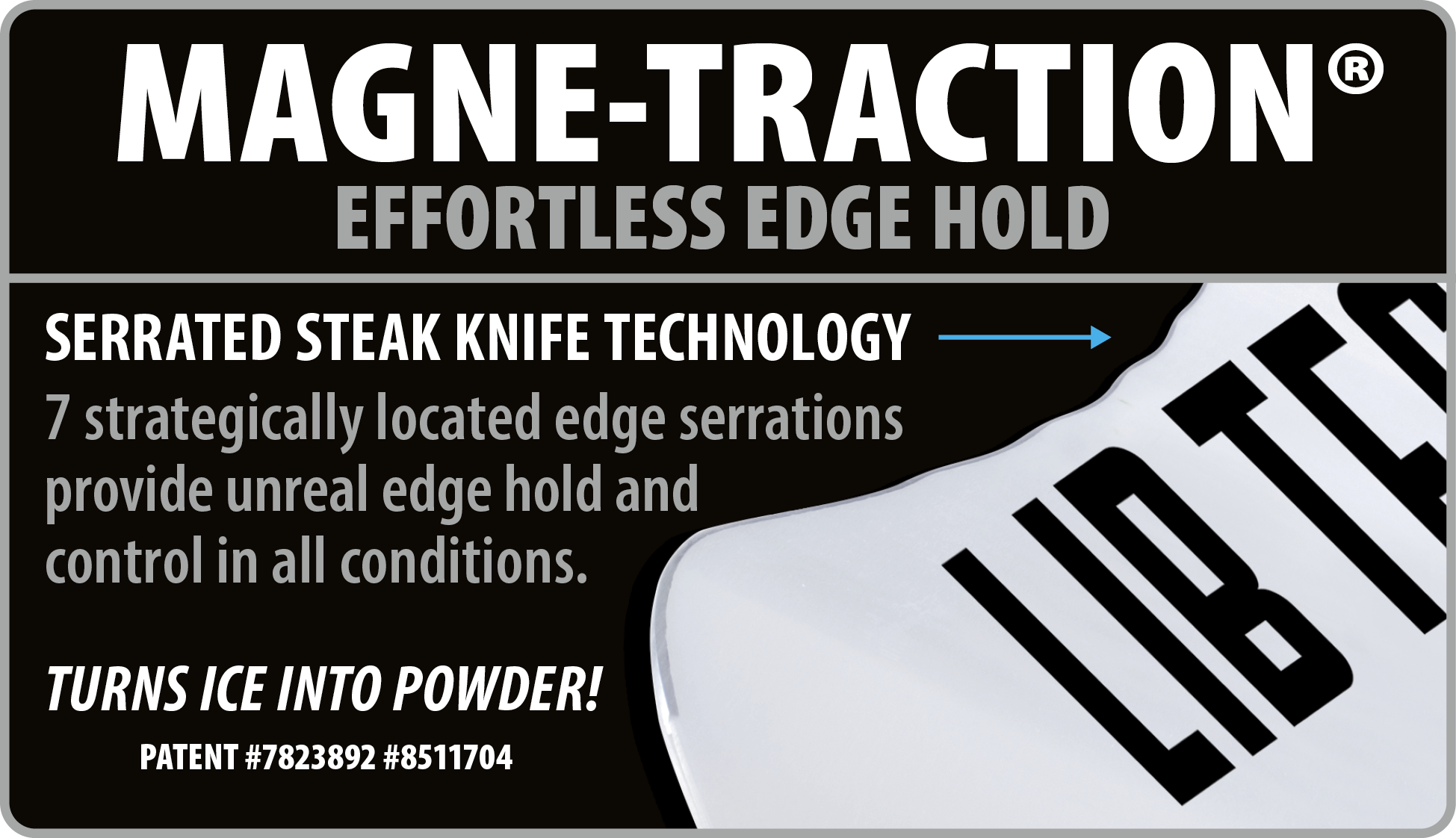 Lib Tech Ejack Knife Snowboard 2025 - A snowboard with a black base and white lettering, featuring the word "LIB TECH" on its side.