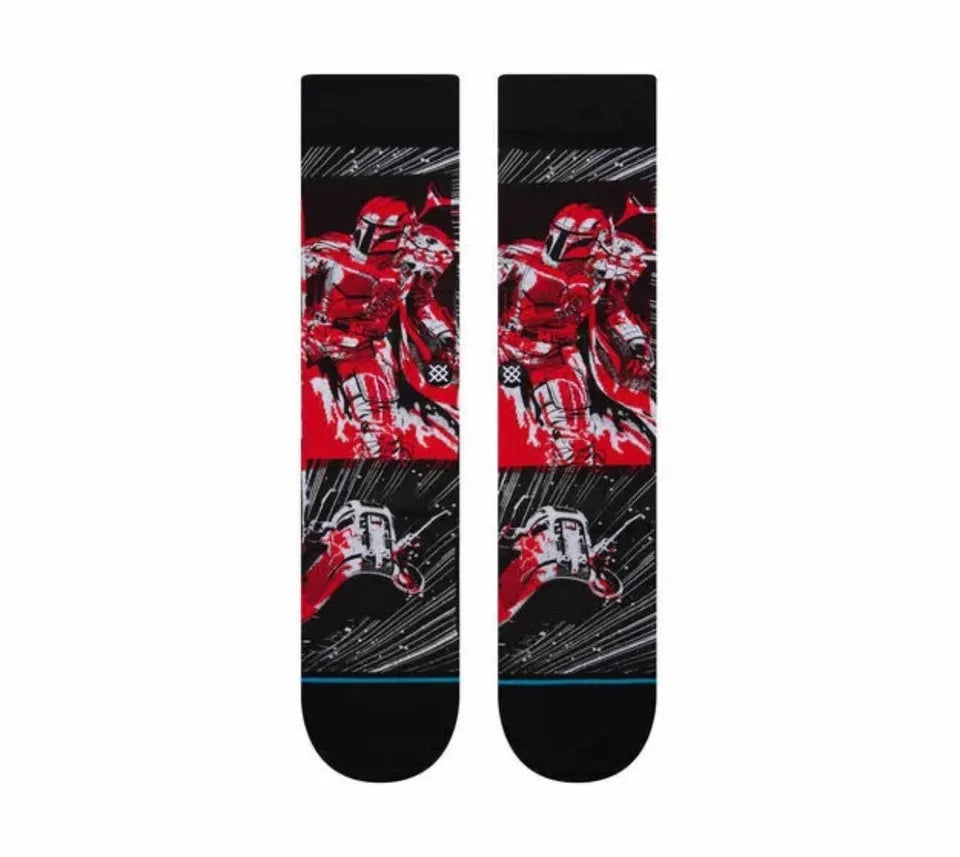 Manga Mando Crew C Sock - A pair of crew socks featuring a red and white design inspired by the character Mando from the Star Wars franchise.