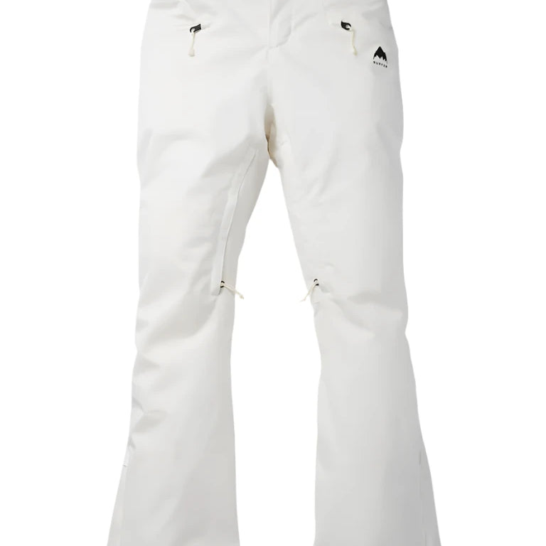 Burton Women's Marcy 2L High Rise Stretch Pants 2025 - White snow pants with black drawstring and logo on left thigh.