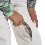 Burton Women's Marcy 2L High Rise Stretch Pants 2025 - White pants with a checkered pattern on the inside of the waistband.