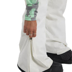 Burton Women's Marcy 2L High Rise Stretch Pants 2025 - A pair of white snow pants with a high rise and stretch material, featuring a zipper on the side.