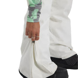 Burton Women's Marcy 2L High Rise Stretch Pants 2025 - A pair of white snow pants with a high rise and stretch material, featuring a zipper on the side.