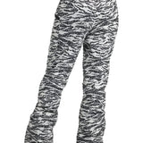 Burton Women's Marcy 2L High Rise Stretch Pants 2025 - Black snow pants with a black and white abstract pattern of lines and shapes.