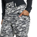Burton Women's Marcy 2L High Rise Stretch Pants 2025 - Black snow pants with a white abstract pattern of wavy lines and shapes.